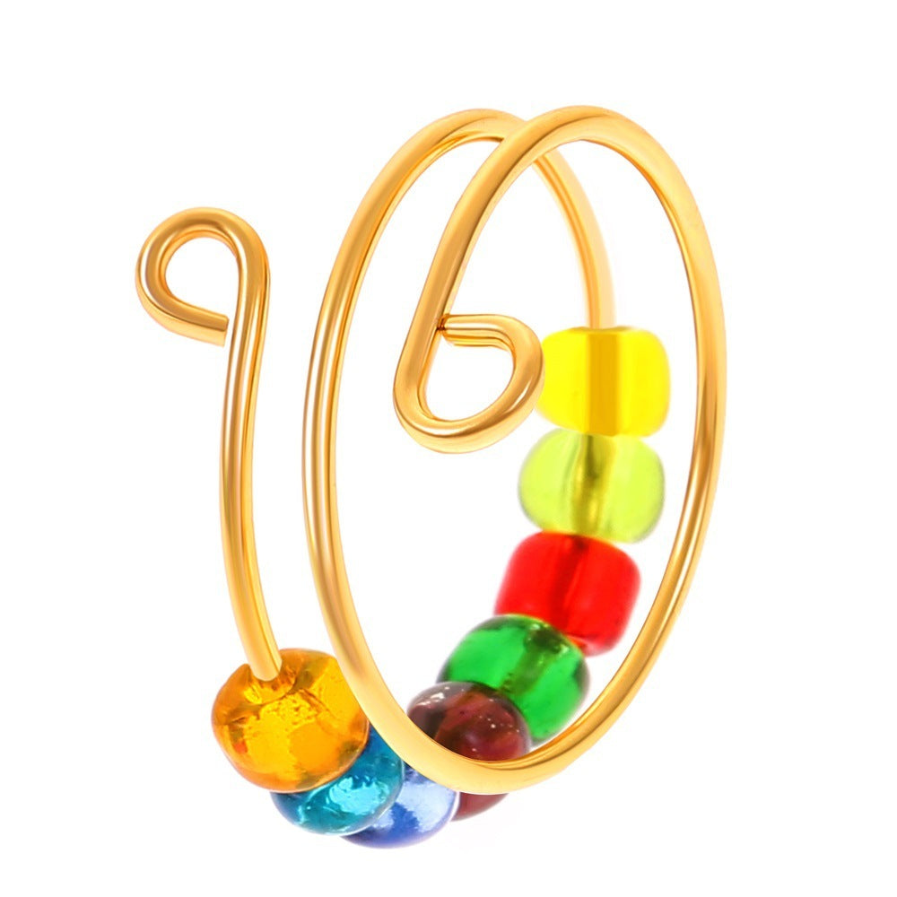 Womens Rotatable Alloy Open Ring Geometric Adjustable Fidget Spinner Ring Stress Relief European Bead Ring Gem