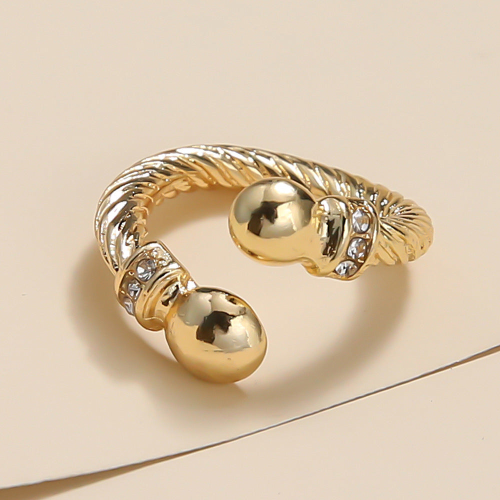 Womens Twist Ring Irregular Ball Alloy Index Finger Ring European American Fashion Ring European Fashion Style