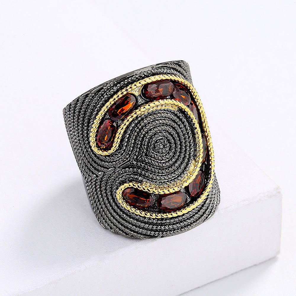 Women's New Hong Kong Style Lace Edge High Carbon Diamond Ring