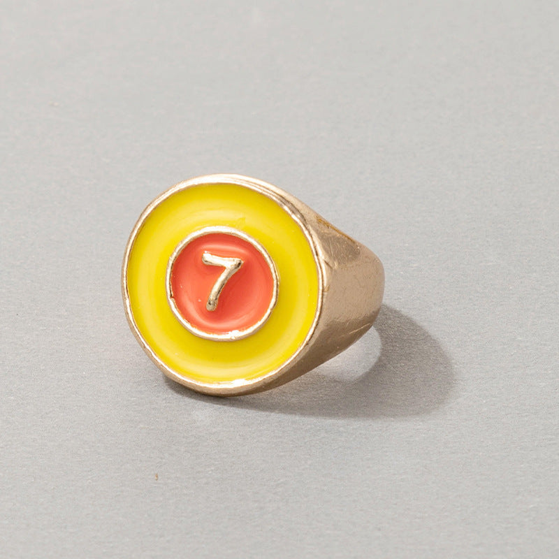 Bohemian Cartoon Ring Dripping Oil Alloy Heart Shaped Ring With Floral Daisy Or And Rainbow Elements For Women