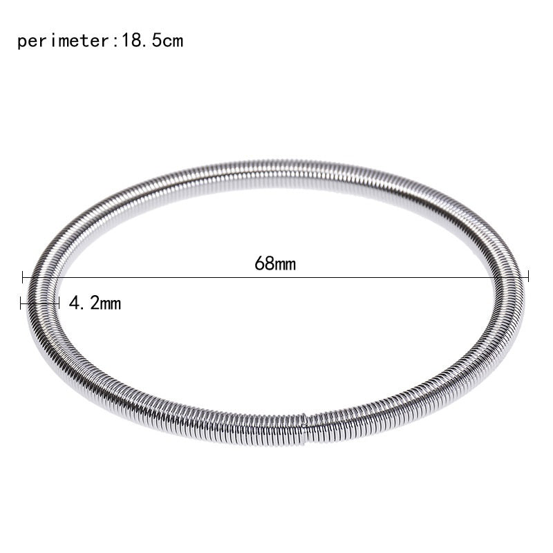 Unisex Carbon Steel Coil Spring Bracelet 4.2mm Wide Durable Metal Jewelry For Everyday Wear Fashion Sleek Look