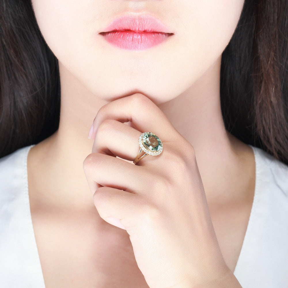 Emerald Full Diamond Micro Inlay Women European American Geometric Wedding Engagement Anniversary Jewelry Gift