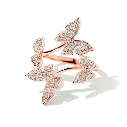 Adjustable Butterfly Ring For Women Bowknot Alloy Fashion Wedding Ring Individually Packed Rose Gold Rich Look