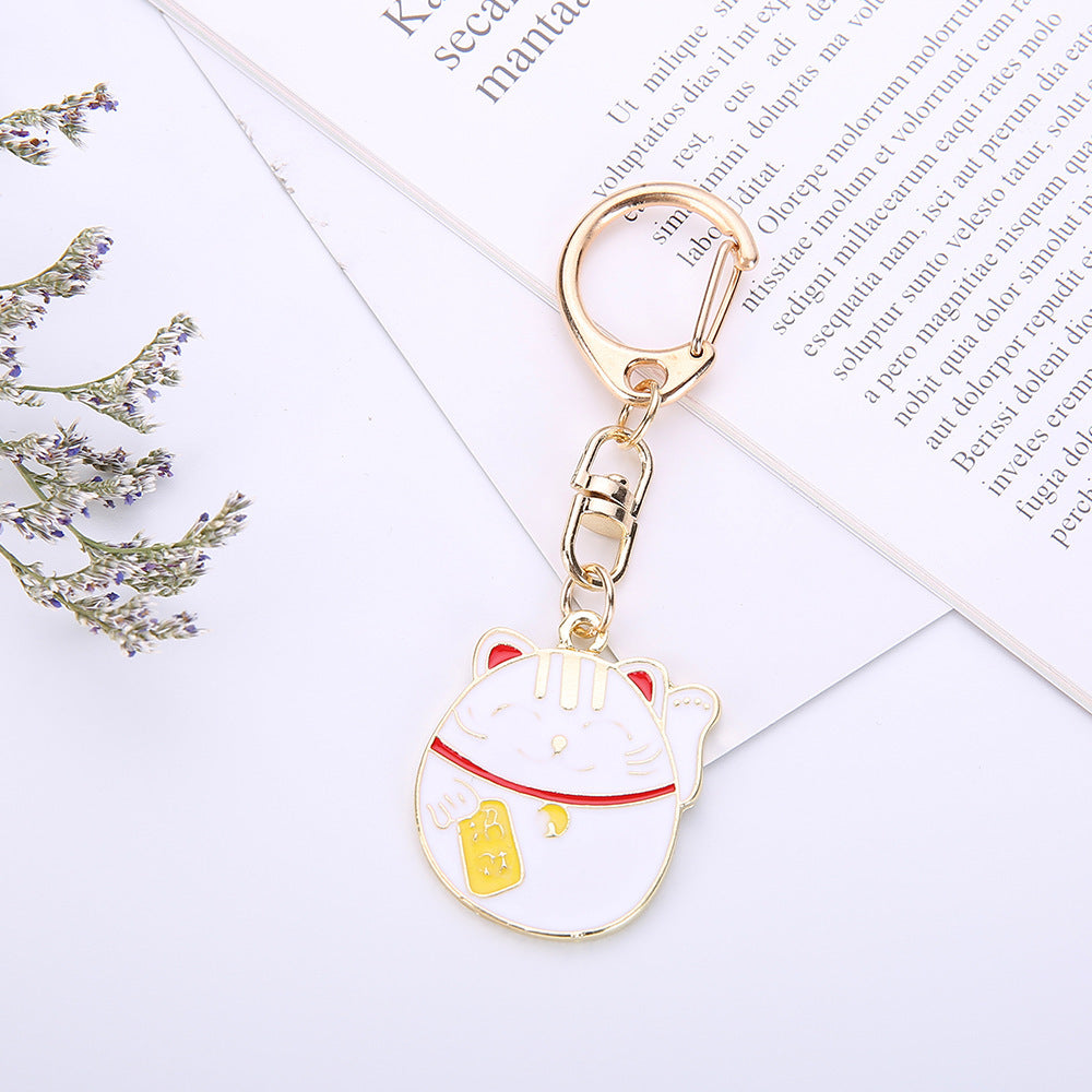 Beckoning Cat And Puppy Alloy Keychains Unisex Cute Animal Key Rings Fashion Accessories For Everyday Use Gift