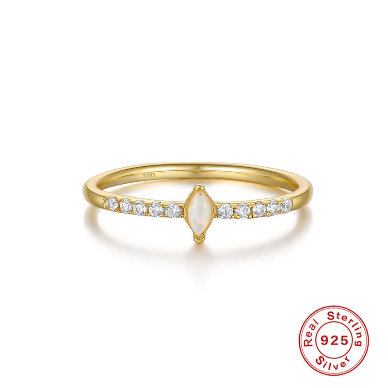 Womens Sterling Silver Ring With Round Diamond Gold Plated Band For Engagement And Anniversary For Daily Shine