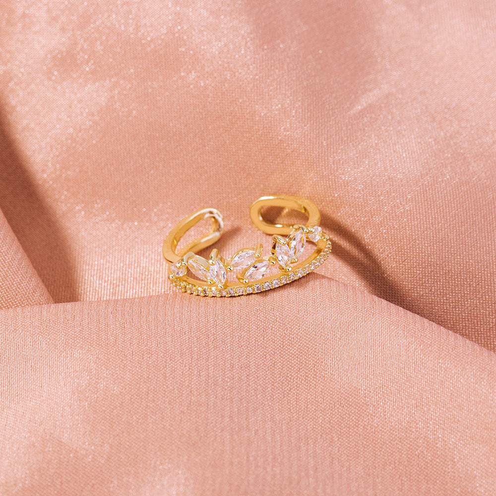 Womens Zircon Ring Micro Inlaid Copper Electroplated Fashion Jewelry Exquisite Design Durable Elegant Accessory