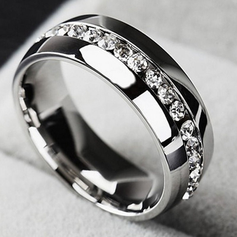 Womens Ring Elegant Fashionable Design For Everyday Wear Alloy Single Row Diamond Finger Ring National Design Jewelry