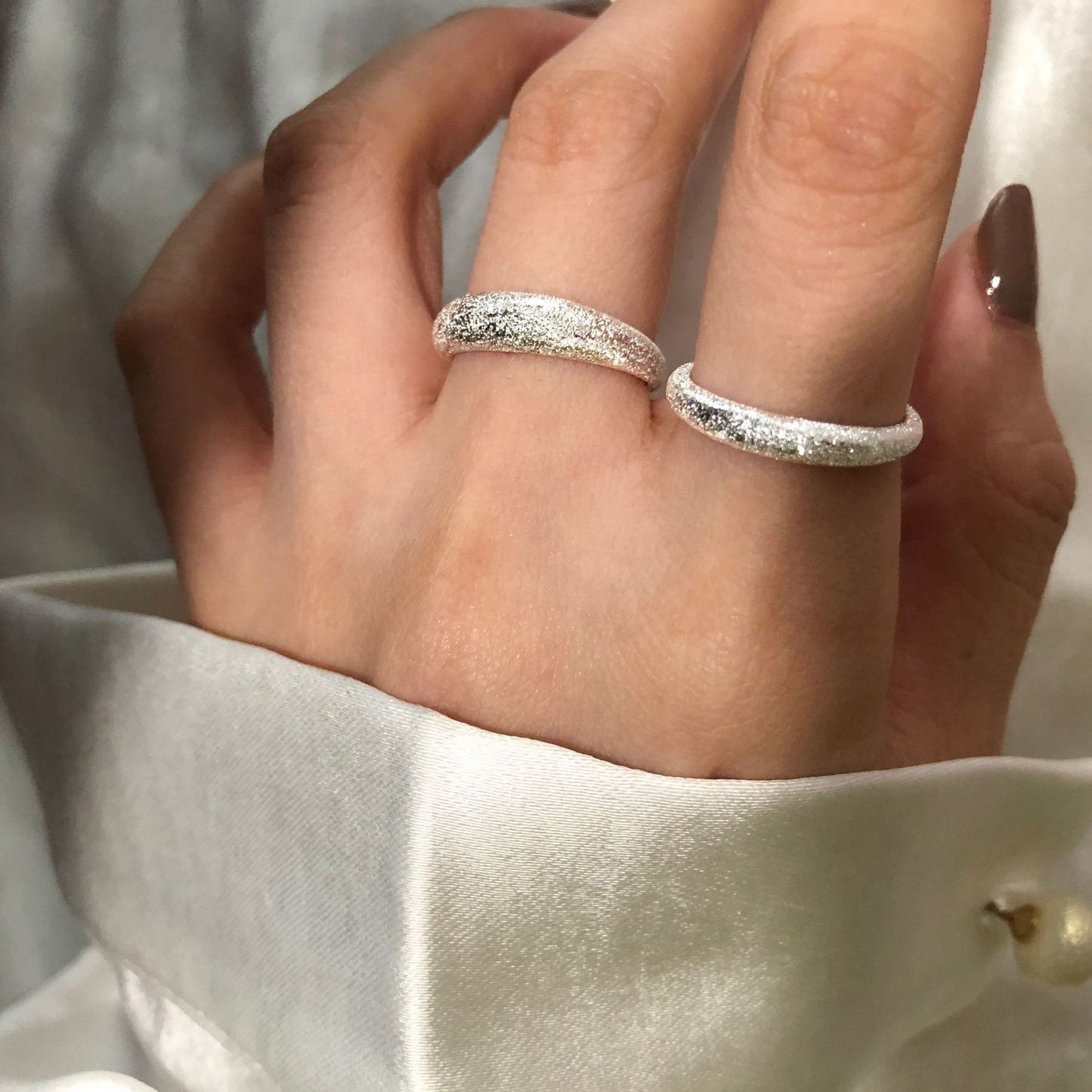 Sterling Silver Open Ring Adjustable Geometric Design Korean Style Jewelry Sparkling Star River Ring For Women