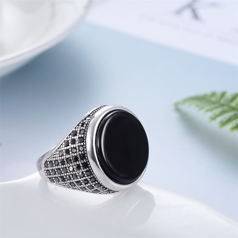 Womens Vintage Alloy Ring Gemstone Inlaid Electroplated Round Fashion Jewelry For Parties And Occasions Online