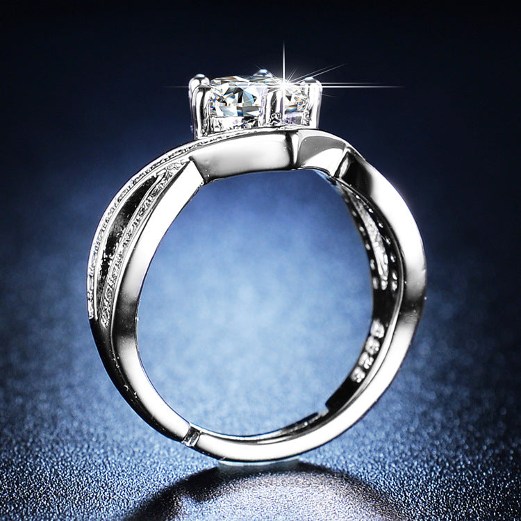 Gold Plated Crown Ring With Artificial Gems Adjustable Gift