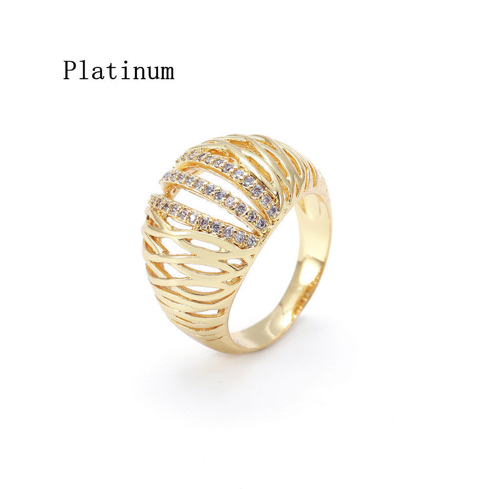 Zirconia Ring Birds Nest Shaped Geometric Copper Electroplated Fashion Jewelry For Daily Wear Special Occasions