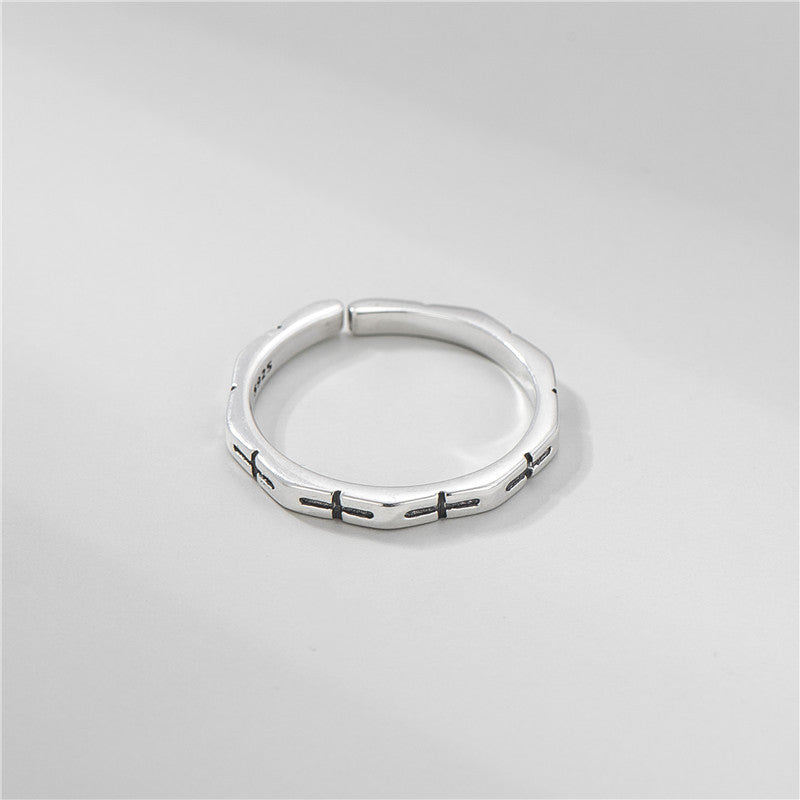 Sterling Silver Cross Ring Female Retro Simple Niche