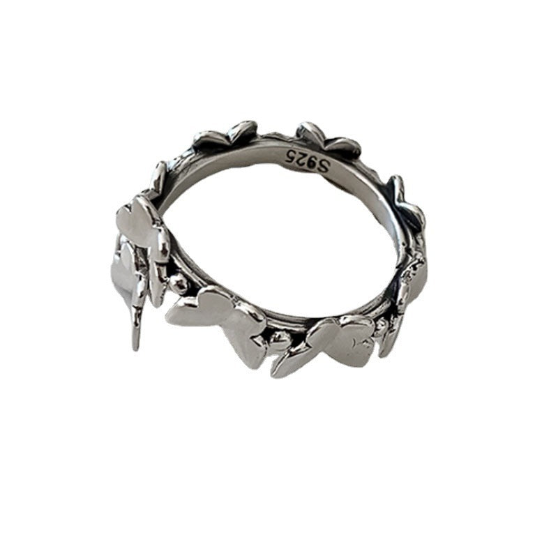 Adjustable Silver Bow Ring Butterfly Design Everyday Wear