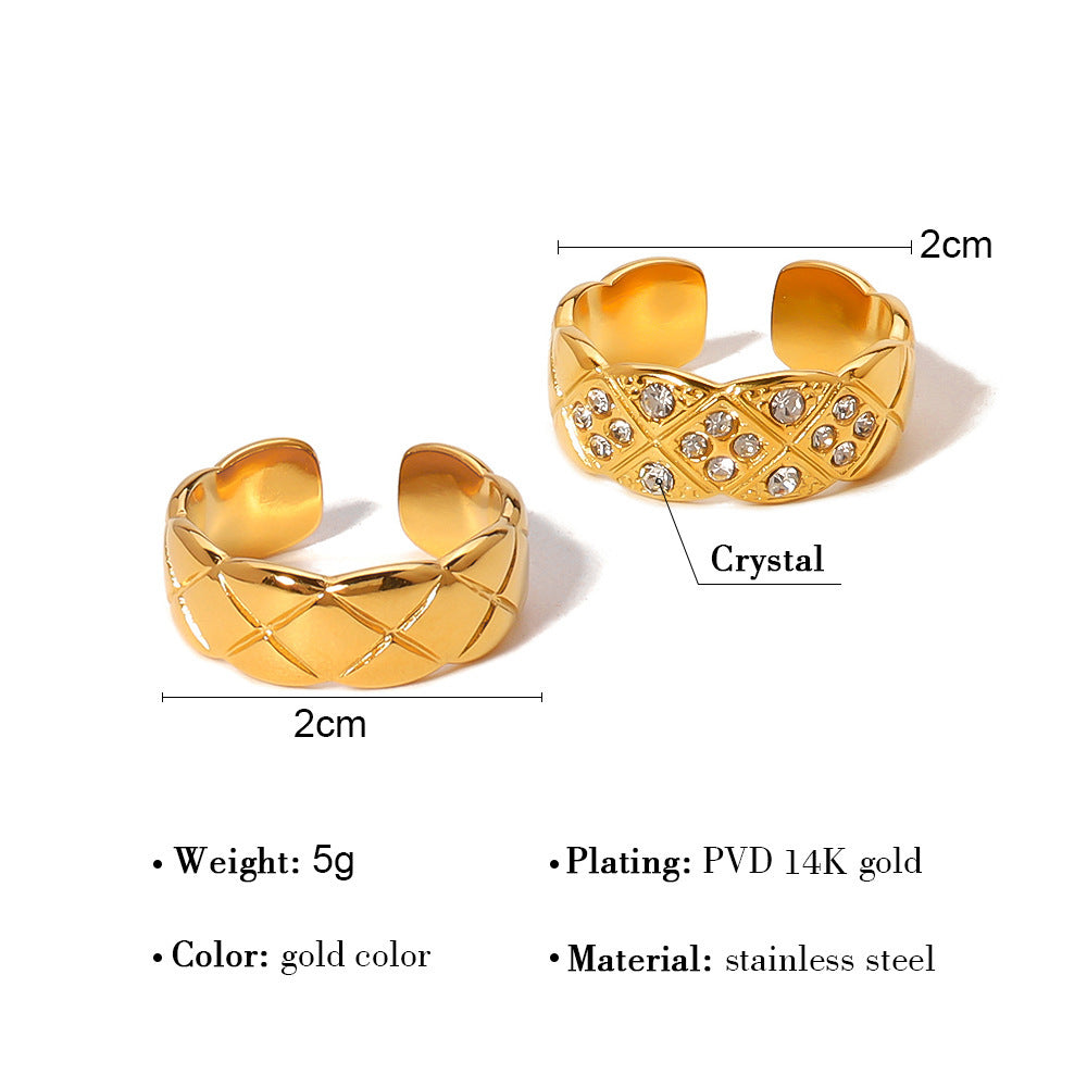 Womens Titanium Steel Vintage Court Style Ring With Carved Hollow Design Adjustable Elegant Jewelry For Everyday Wear