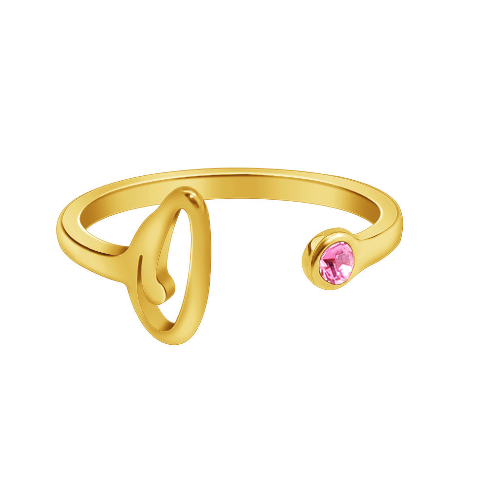 Womens Stainless Steel Initial Letter Ring With Diamond Accent Personalized Fashion Jewelry In Many Colors Now