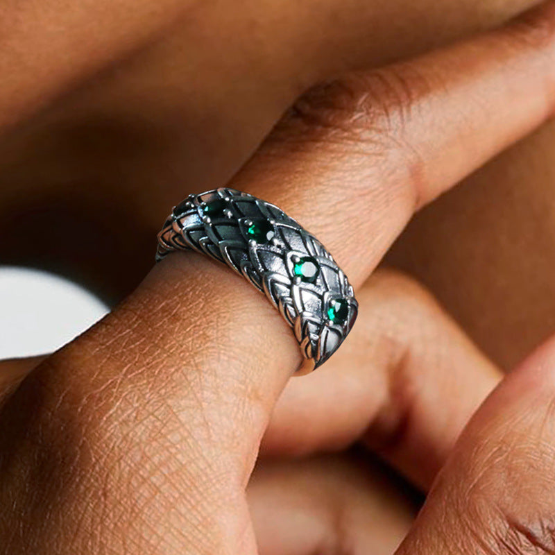 Adjustable Mens Ring Snake Scale Design Zinc Alloy Fashion Statement Jewelry For Men Unique Gifts Everyday Use