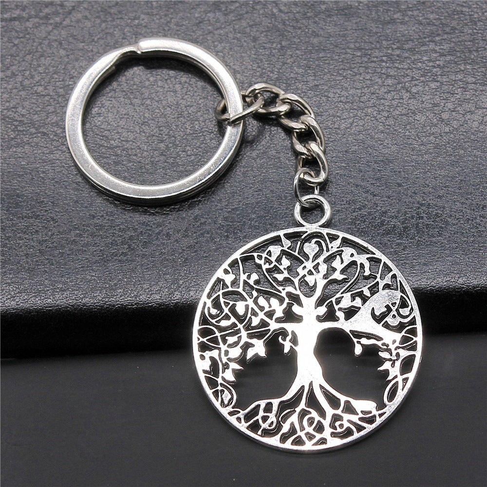 Tree Of Life Keychain Pendant With Key Ring Antique Silver Finish Alloy Metal Vintage Decoration Tree Of Life Keychain