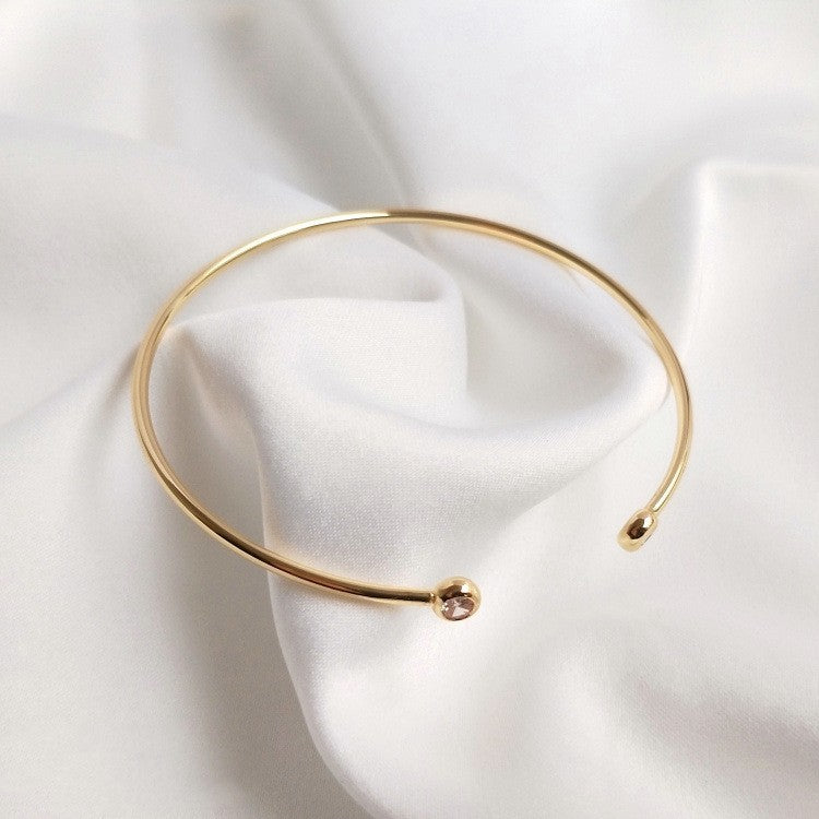 Elegant 14K Gold Plated Zircon Bangle Bracelet With Inlaid Ends For Women Gift For Everyday Elegance And Gifts