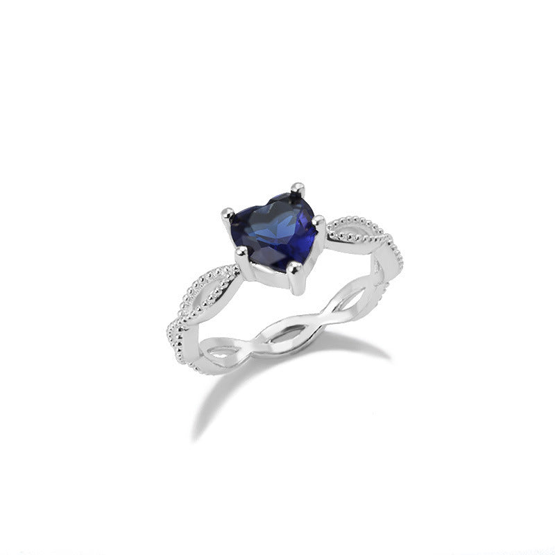 Heart Shaped Crystal Ring Copper Plated Zircon Inlay Size 7