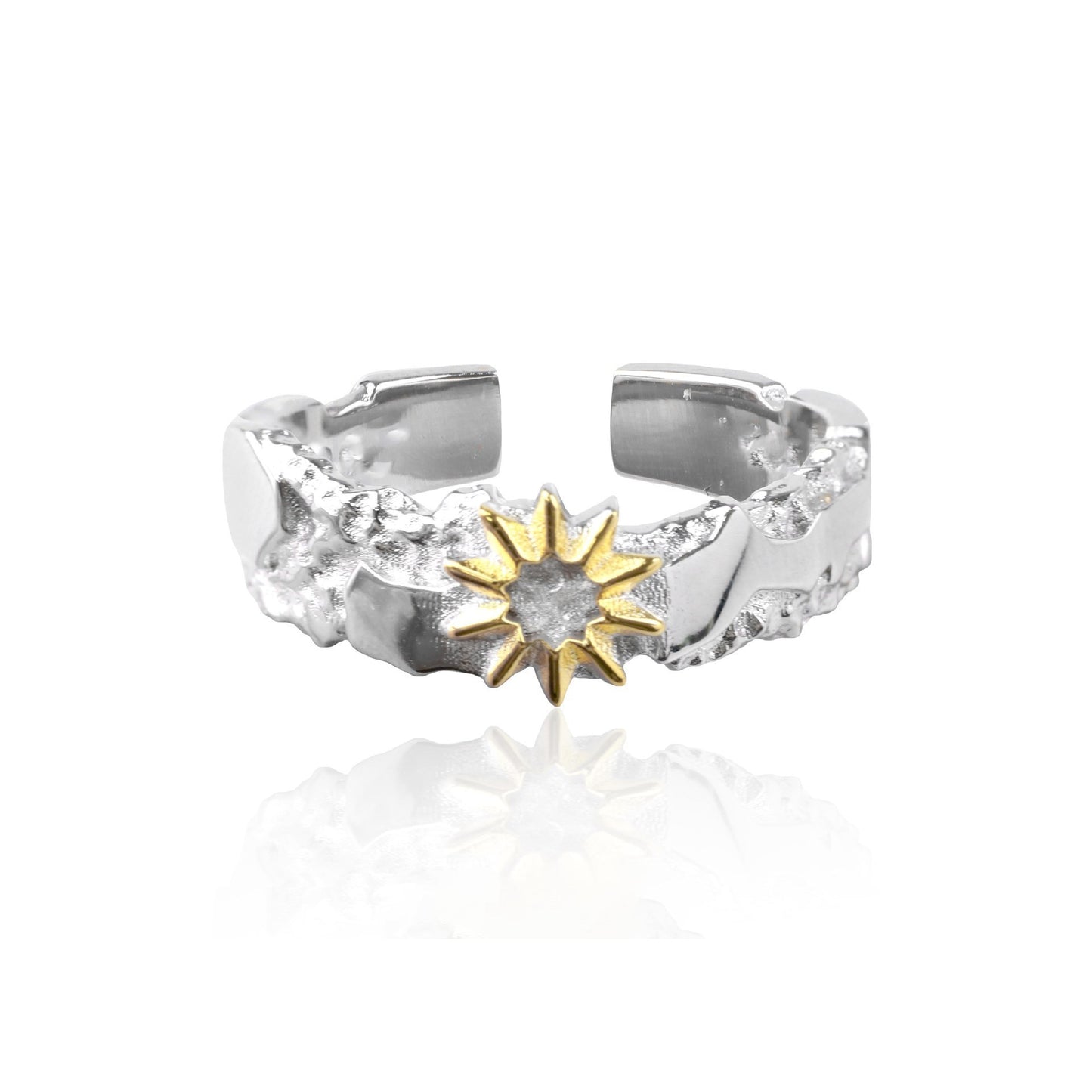 Sun Moon Open Ring With Star Design Jewelry For Couples