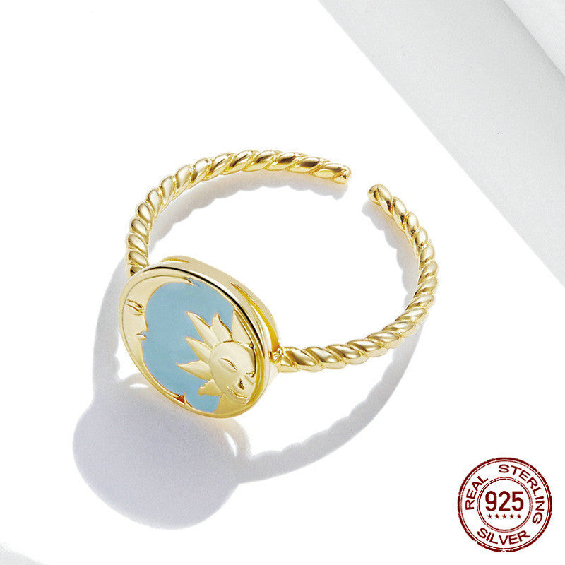 Gold Plated Sun And Moon Ring Celestial Jewelry For Women