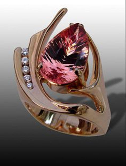 Womens Geometric Alloy Ring With Water Drop Zircon Rose Gold ElectroplatedFashion Jewelry Gift For Her Gifted