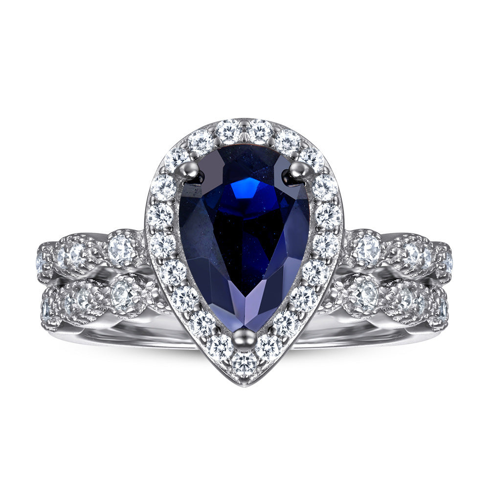 Womens Sterling Silver Rings Set Drop Shape Design European American Inspired Fashion Jewelry For Women Lineup