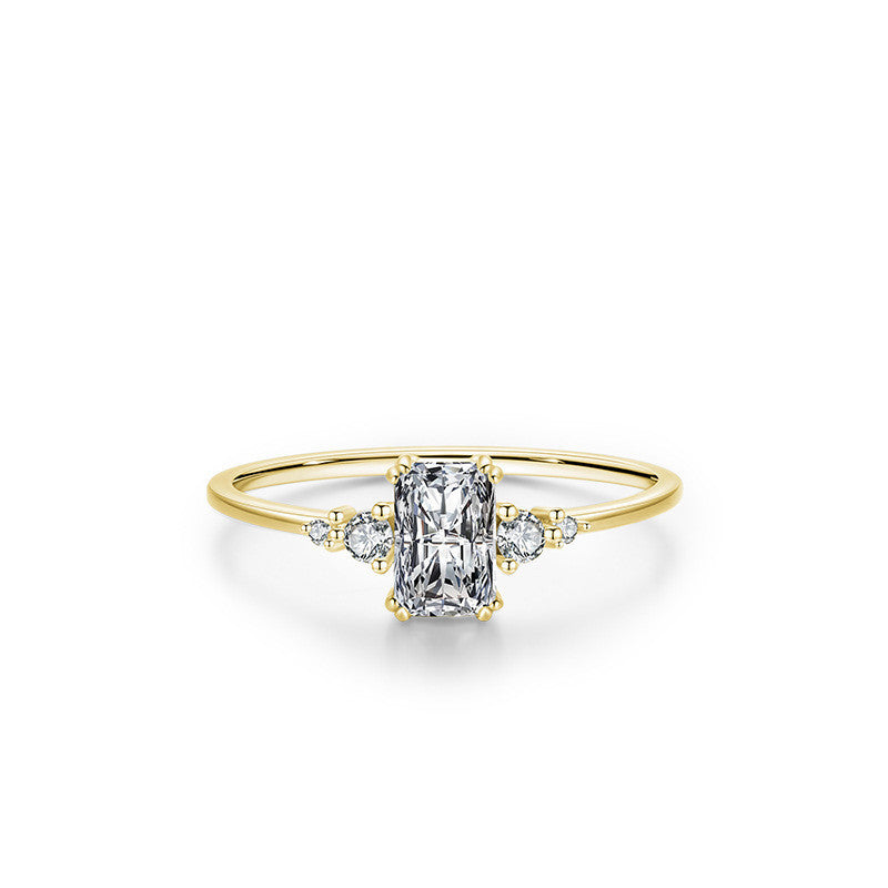 Womens S925 Silver Ring 1 Carat Zircon Classic Cut Engagement Promise Ring for Her Anniversary Gift For Special Occasion