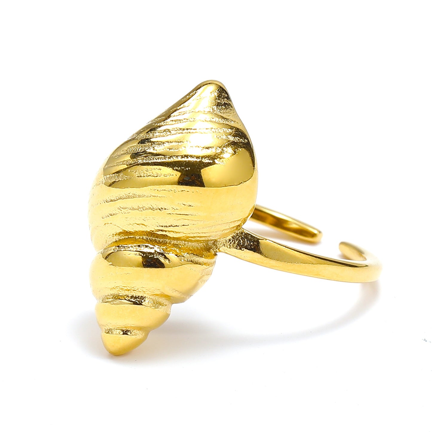 Womens Titanium Steel Ring Gold Spiral Conch Shell Ring Fashion Ring For Women Unique Design Ring Elegant Ring