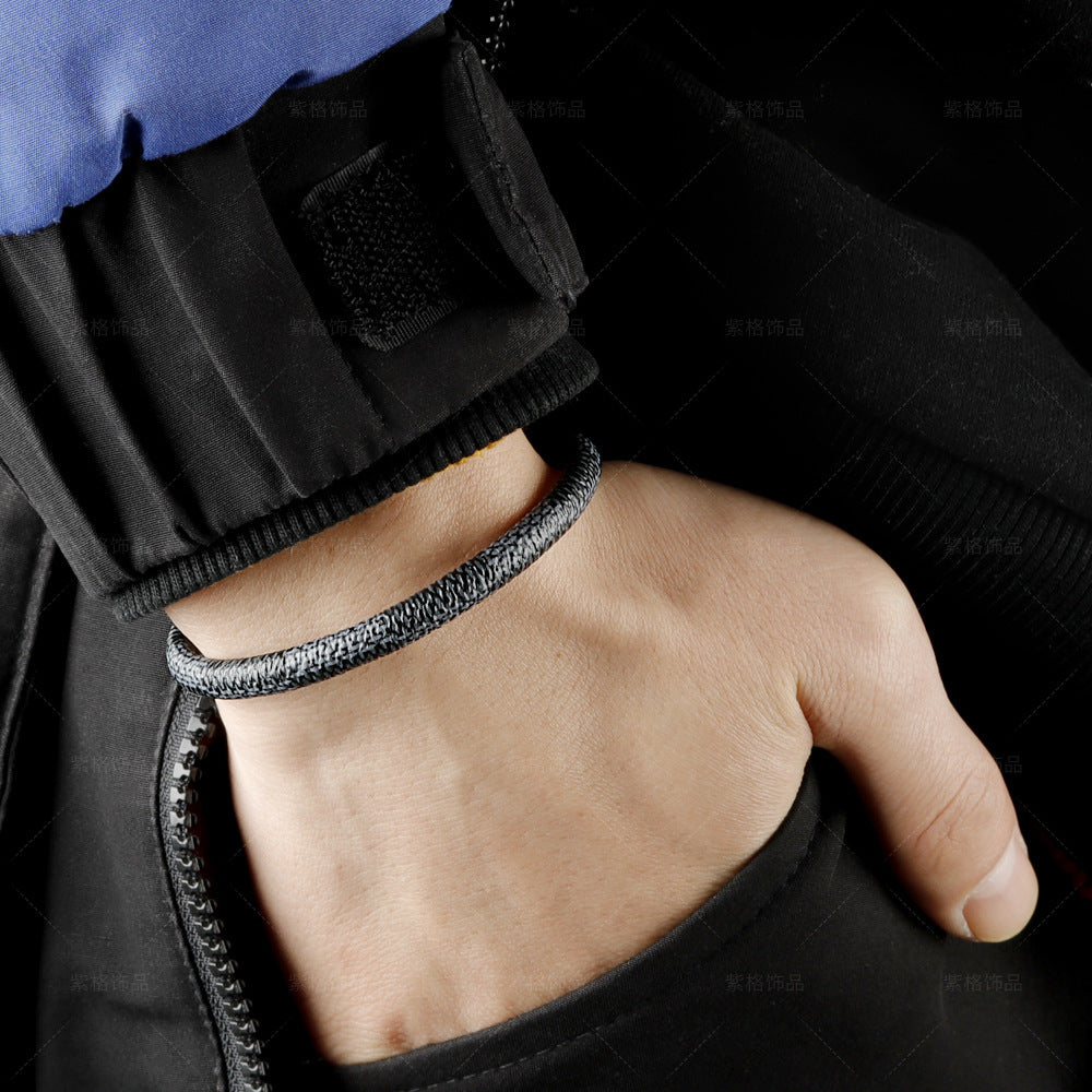 Geometric Striped Unisex Bracelet In Artificial Leather With Magnetic Stainless Steel Buckle Bangle Wristbands