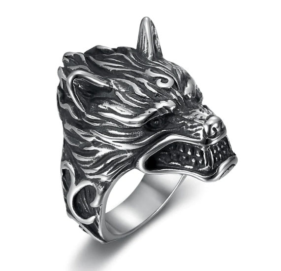 Stainless Steel Wolf Head Biker Ring Handcrafted Jewelry For Men Animal Theme Statement Durable Everyday Wear Elite
