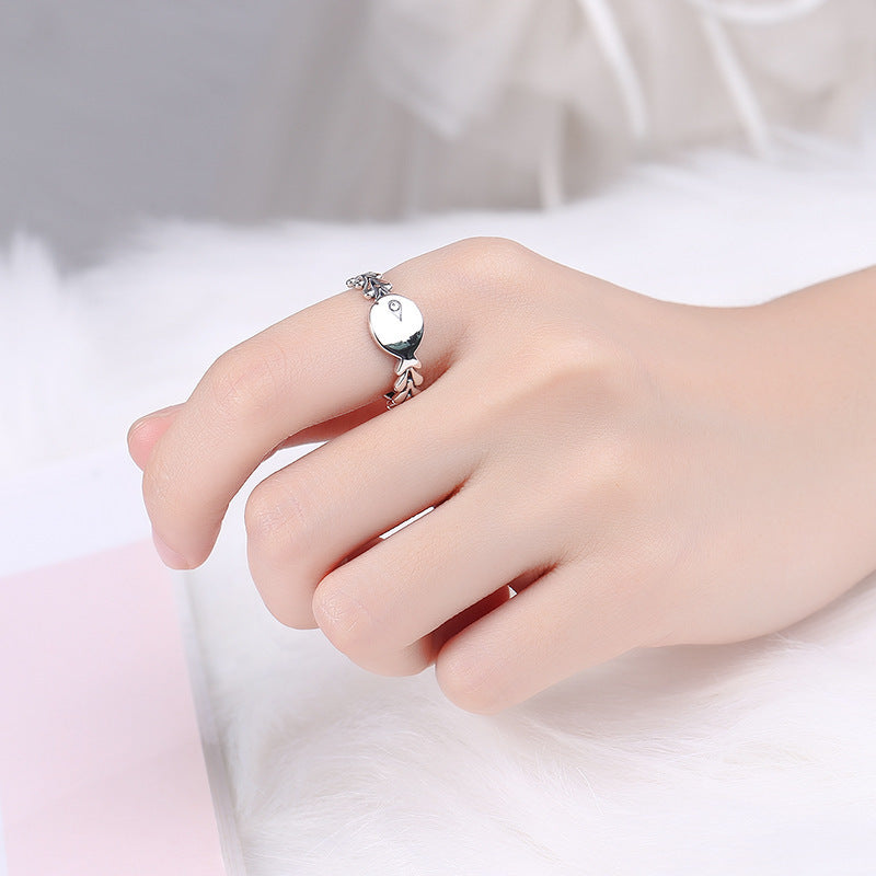 Womens Silver Fish Ring Adjustable Opening Unique Design Face Width 0 9cm Individually Packed Jewelry Gift Box