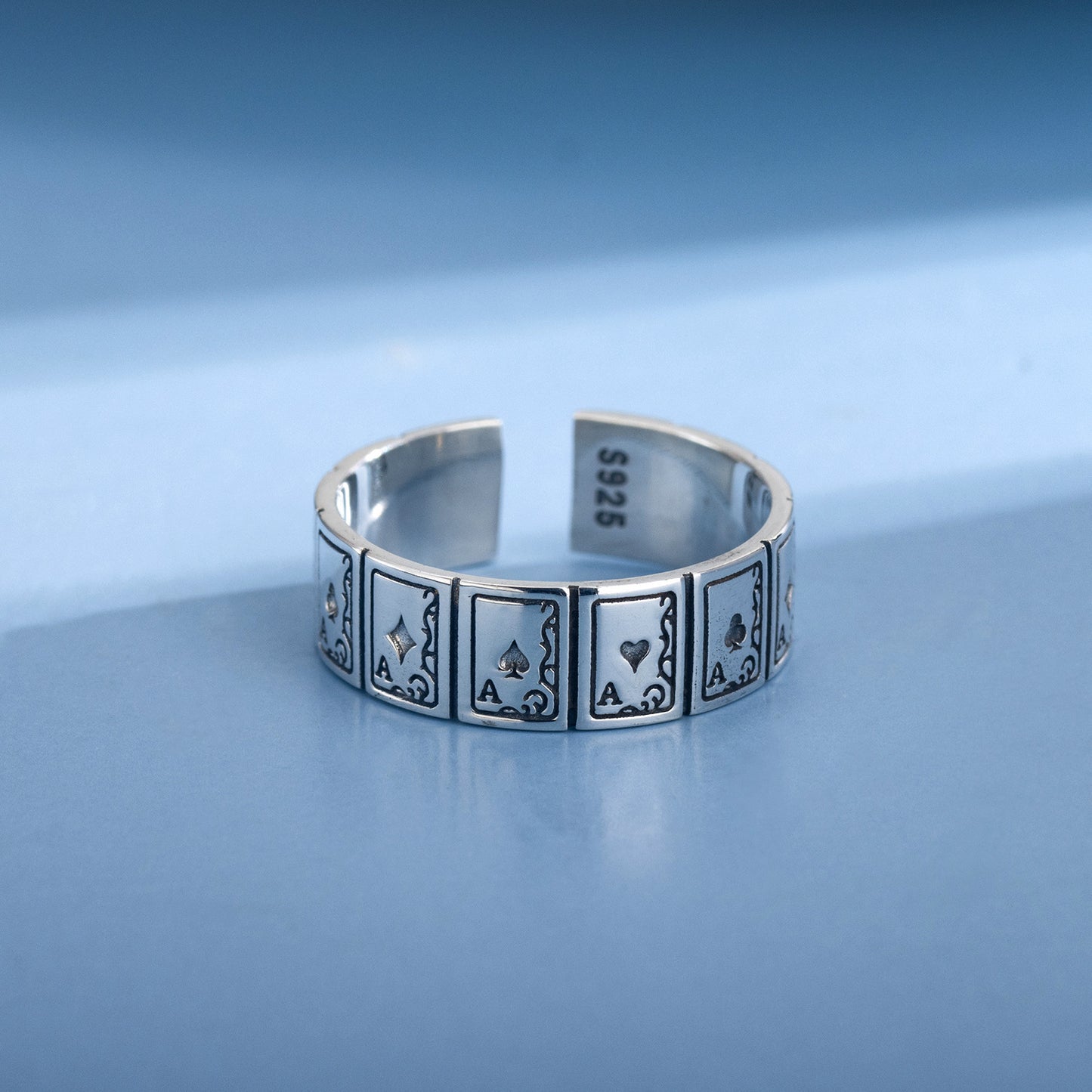 Unisex Adjustable Ace Playing Card Ring Retro Alloy National Style Old World Design Fashion Accessory Fashion Piece