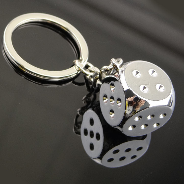3D Metal Dice Keychain Zinc Alloy Lightweight Simple Design Accessory Unique Dice Pendant Decoration Gift Idea