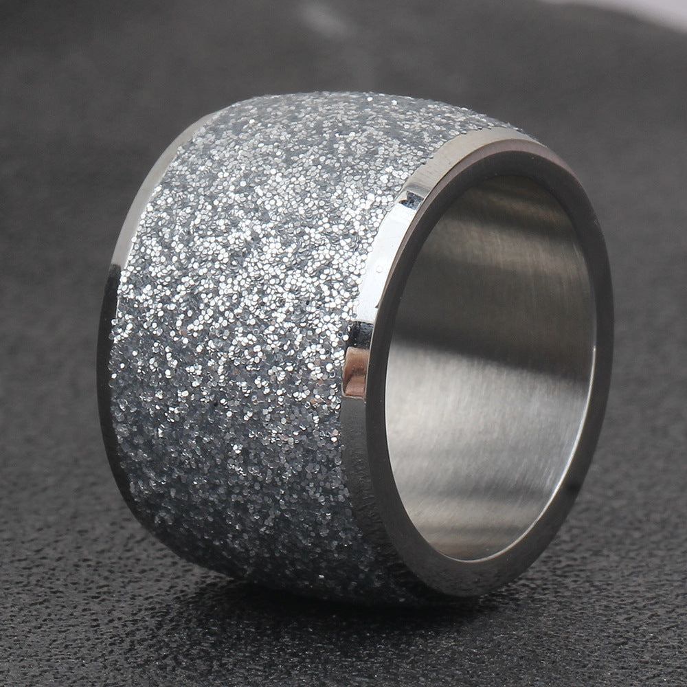 Womens Titanium Steel Frosted Ring Fashion Accessory