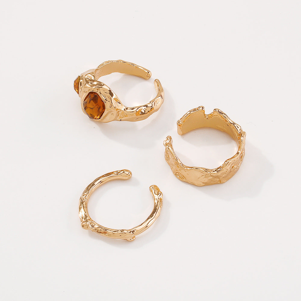 Alloy Ring Set With Textured Niche Design Contemporary