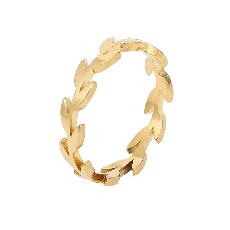 Unisex Stainless Polished Steel Star Ring With Leaves And Trees Design Korean Fashion Jewelry Size 5 6 7 8 9 10