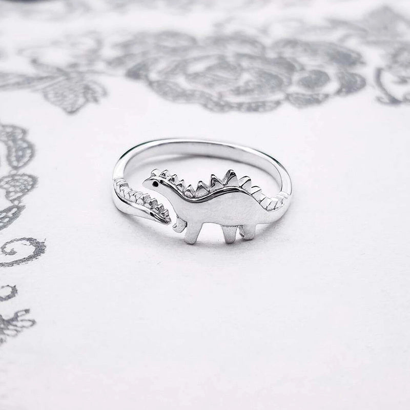 Adjustable Alloy Dinosaur Ring Set Tyrannosaurus And Stegosaurus Open Rings Fashion Jewelry Gift For Women Lovers
