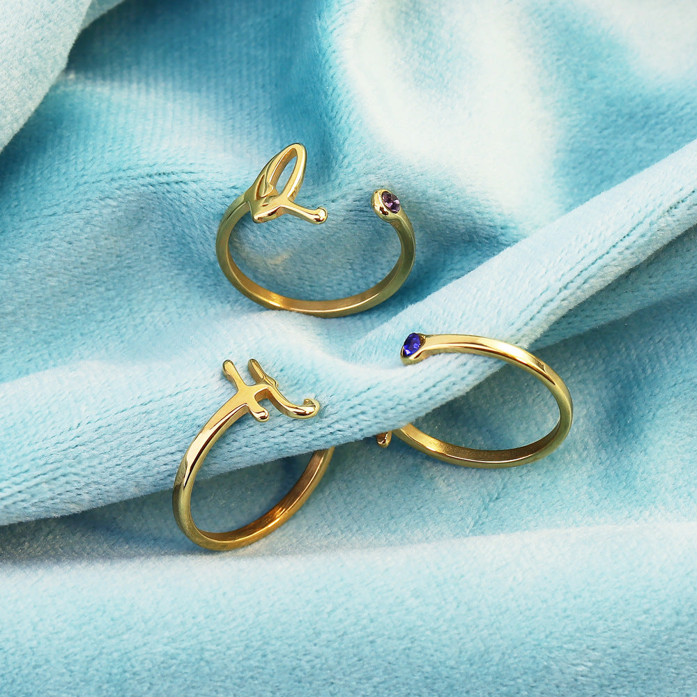 Womens Stainless Steel Initial Letter Ring With Diamond Accent Personalized Fashion Jewelry In Many Colors Now