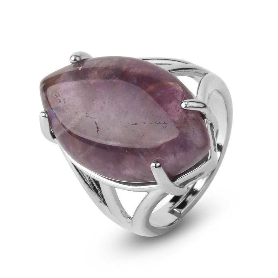 Women Amethyst Ring Adjustable Alloy Setting Rhombus Cut Elegant Fashion Jewelry Gift For Her Gemstone Shines