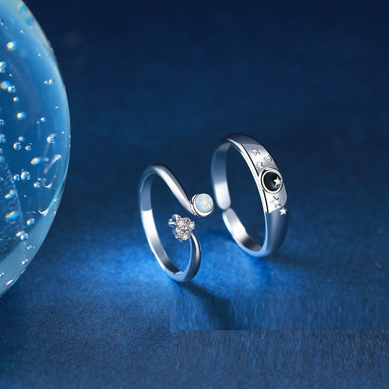 Adjustable Planet Rings For Lovers Copper Matching Moonstone Electroplated Fashion Trend Gel Ring For Moonstone