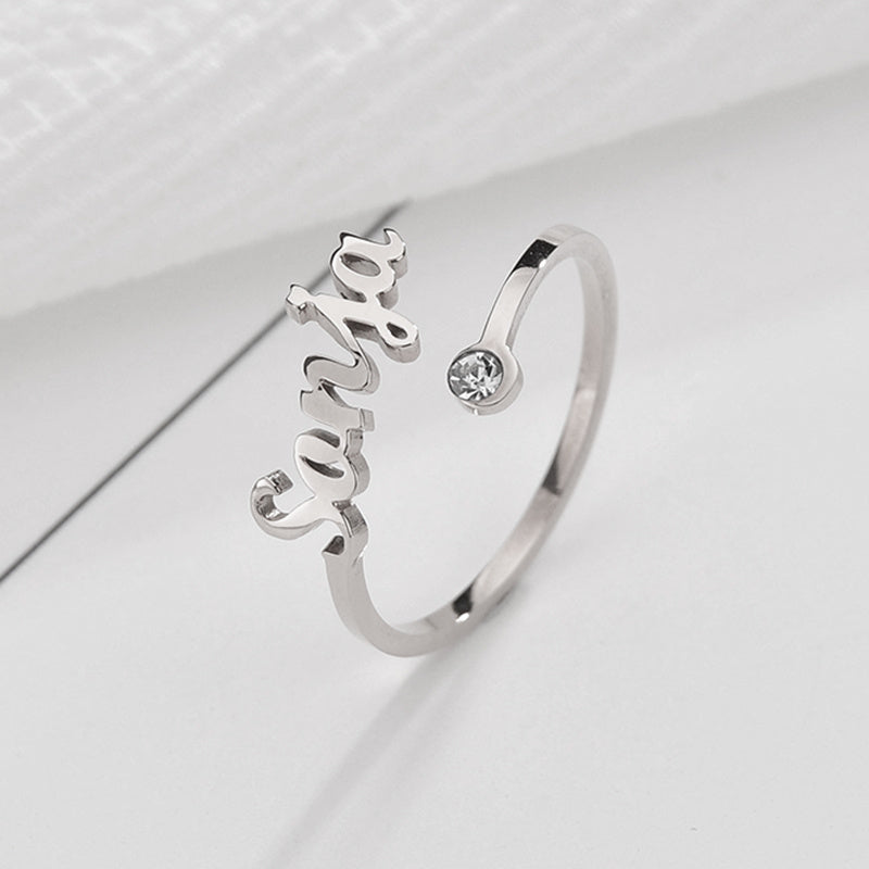 Adjustable Letters Ring Initial Ring Personalized Unisex Jewelry Gifts for Birthday Wedding Valentine European