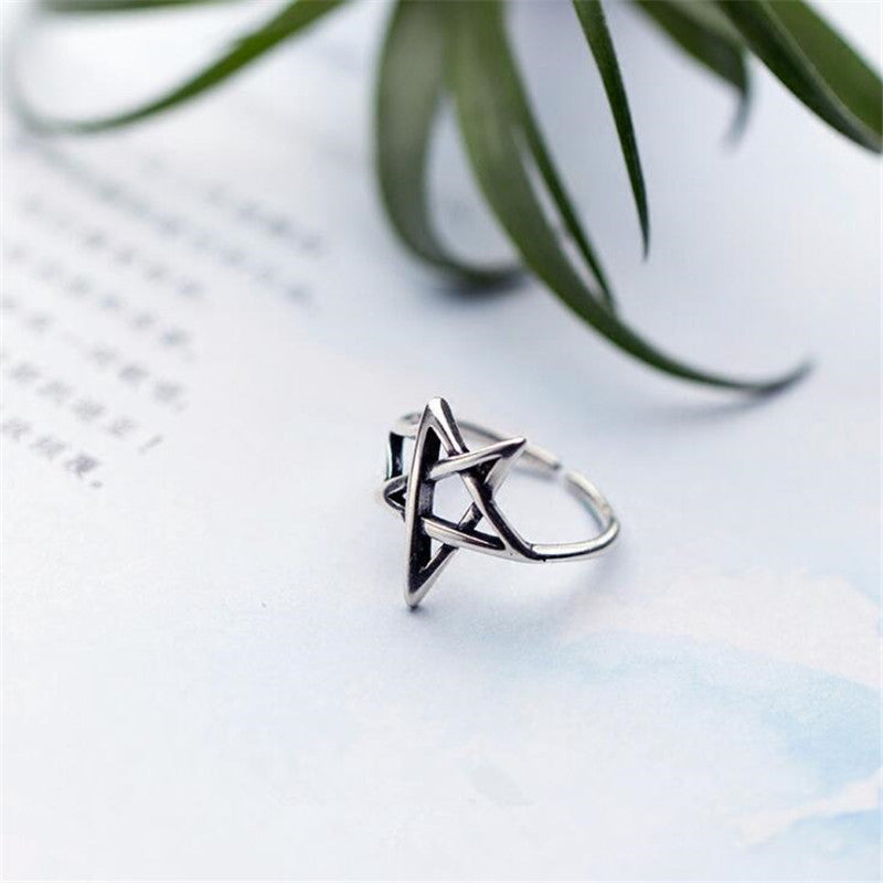 Adjustable Star Ring Copper Plated Thai Silver Han Jewelry