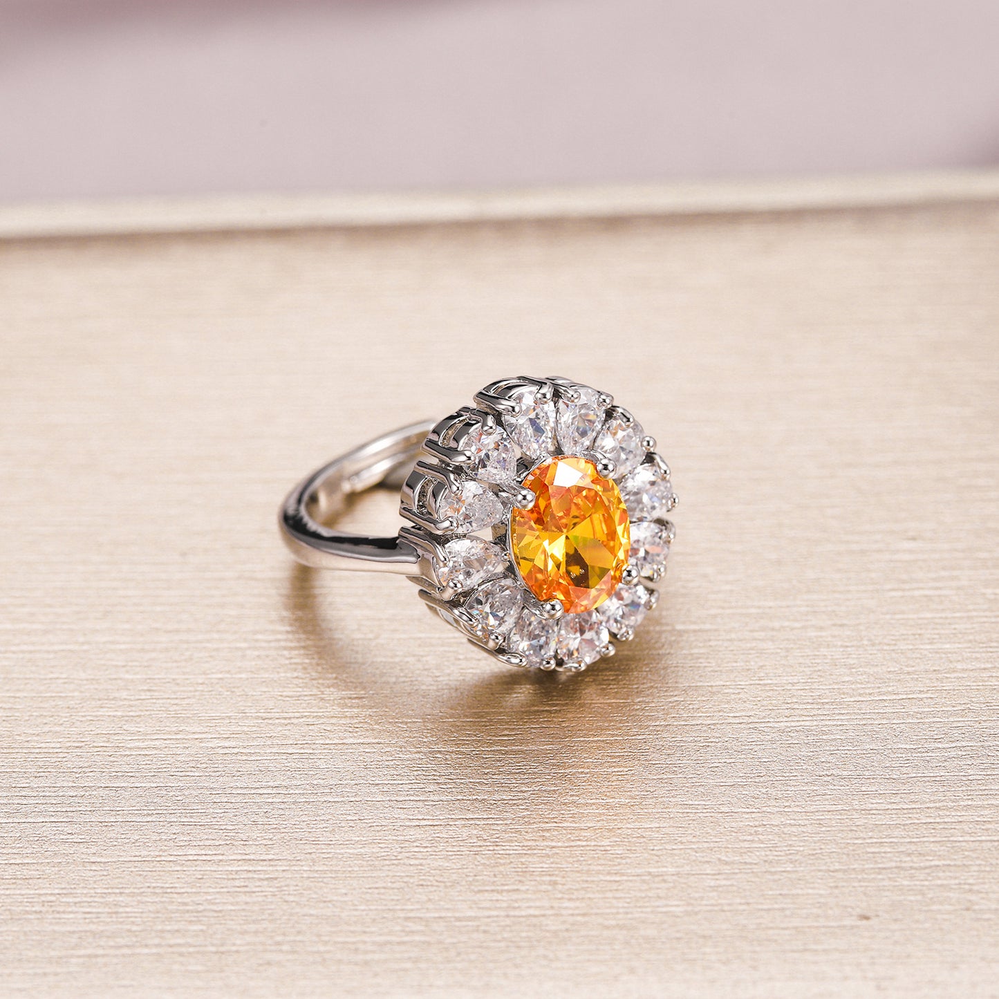 Womens Vintage Classic Geometric Copper Zirconium Ring Inlaid European American Style Elegant Timeless Jewelry