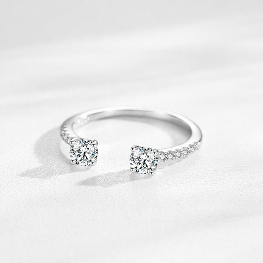 Womens Sterling Silver Ring Geometric Design White Gold Plated Fashion Jewelry Statement Ring For Her Elegance