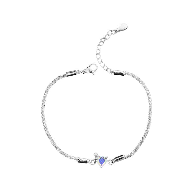 Women Moonstone Starry Pentagram Copper Bracelet With Zircon Star Celestial Design Silver Gift Elegant Jewelry