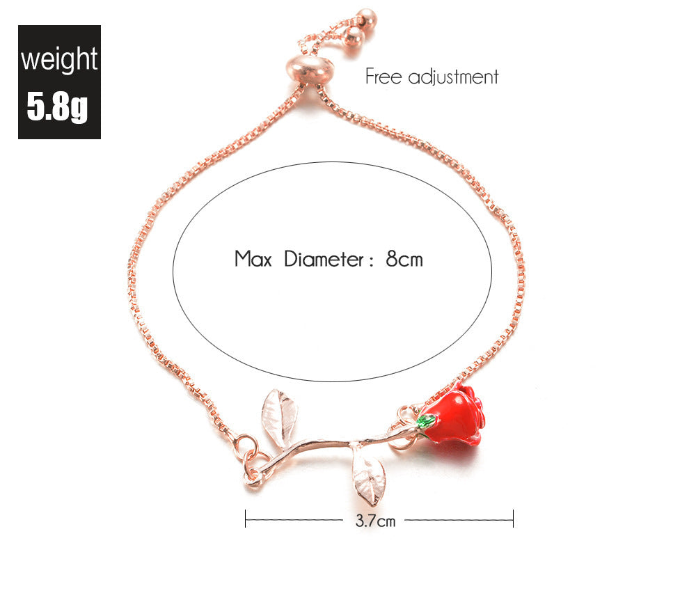 Womens Rose Bracelet Silver Rose Gold Alloy Electroplated Pendant Bracelet For Anniversary Gift And Employee Benefits