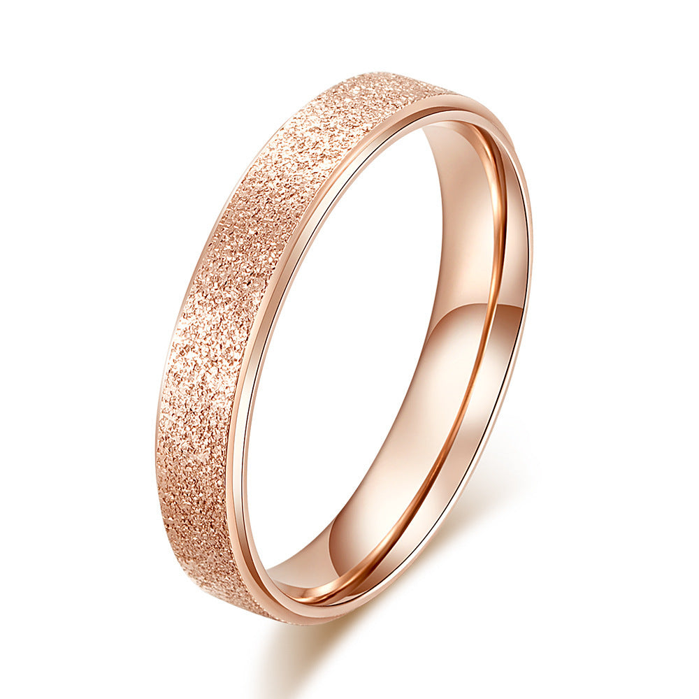 Womens Titanium Steel Ring With Pearl Sand Inlay Polished Finish Rose Gold Durable Everyday Wear Inlay Pearl 2