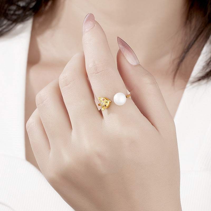 Women Ring With Freshwater Pearls Gold Or White Gold Frame Elegant For Wedding Banquet And Daily Wear Everyday