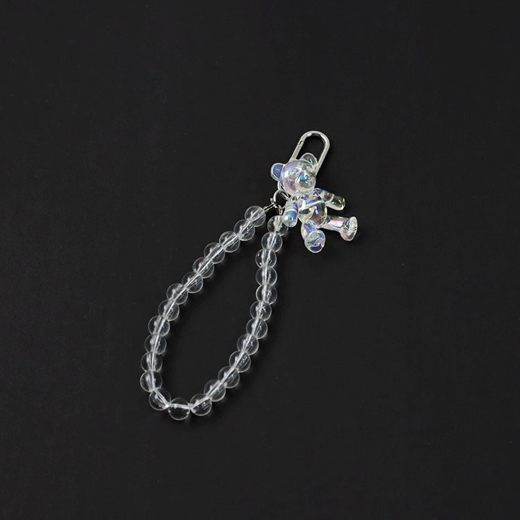 Acrylic Keychain Cartoon Bear or Butterfly Clear Charm with Durable Cotton Thread and Protective Case Key Ring